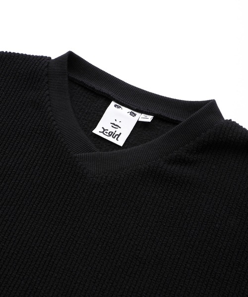 X-girl（エックスガール）の「CONTRAST LINE RIB TOP（Tシャツ/カットソー・レディース・ブルー/ブラック/ホワイト・M/S）」の8枚目の写真