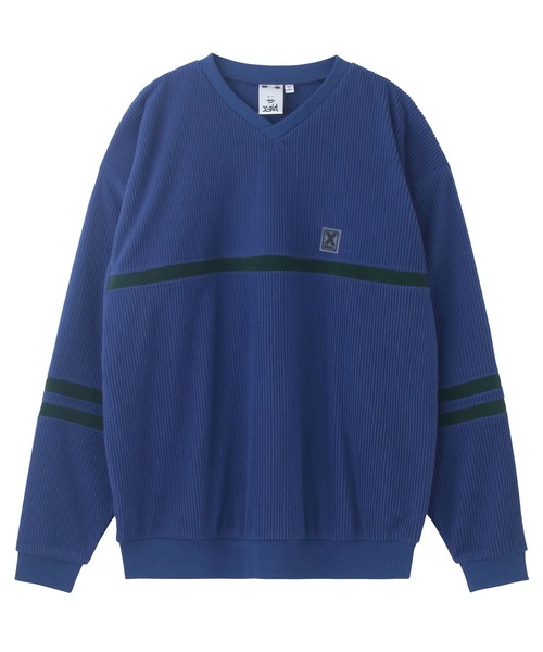 X-girl（エックスガール）の「CONTRAST LINE RIB TOP（Tシャツ/カットソー・レディース・ブルー/ブラック/ホワイト・M/S）」の15枚目の写真