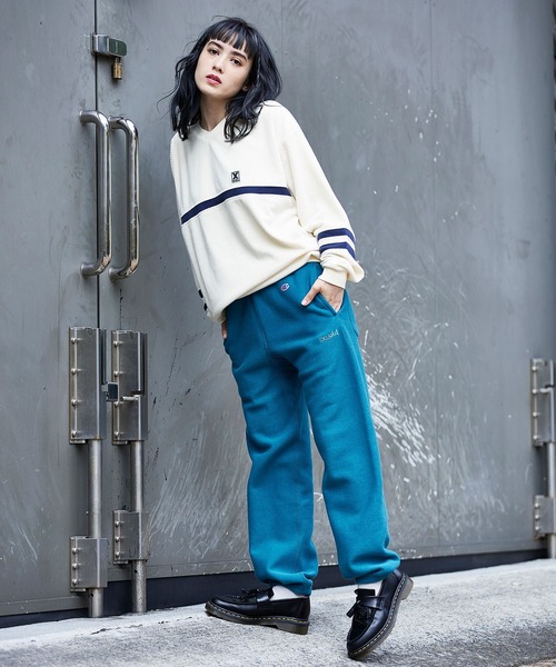 X-girl（エックスガール）の「CONTRAST LINE RIB TOP（Tシャツ/カットソー・レディース・ブルー/ブラック/ホワイト・M/S）」の16枚目の写真