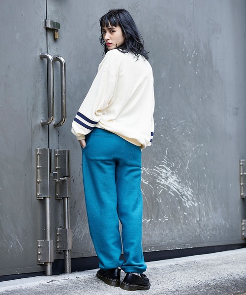 X-girl（エックスガール）の「CONTRAST LINE RIB TOP（Tシャツ/カットソー・レディース・ブルー/ブラック/ホワイト・M/S）」の17枚目の写真