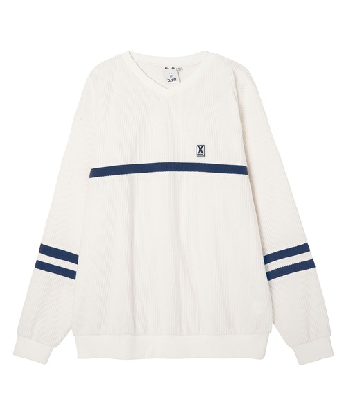 X-girl（エックスガール）の「CONTRAST LINE RIB TOP（Tシャツ/カットソー・レディース・ブルー/ブラック/ホワイト・M/S）」の18枚目の写真