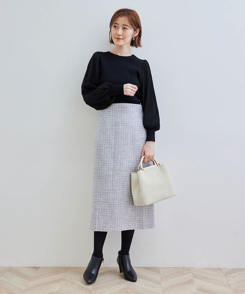 ROPE' PICNIC（ロペピクニック）の「ツイードアイラインスカート（スカート・レディース・ブラック/サックスブルー・40/38/36）」の4枚目の写真