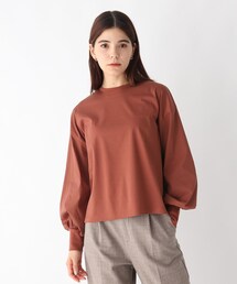 OPAQUE.CLIP | SILKYSUPIMA フハク切替ボリュームスリーブカットソー【WEB限定サイズ】(Tシャツ/カットソー)