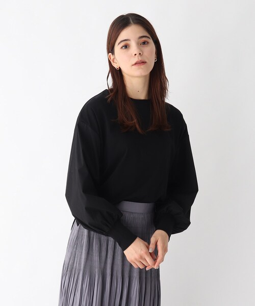 OPAQUE.CLIP(オペークドットクリップ)の「◆SILKYSUPIMA フハク切替ボリュームスリーブカットソー【WEB限定サイズ】(Tシャツ/カットソー・レディース・チャコールグレー/ダークブラウン/ホワイト系/ブラック・34/38/42/36/40)」の3枚目の写真