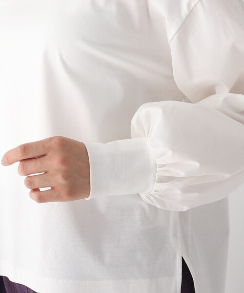 OPAQUE.CLIP(オペークドットクリップ)の「◆SILKYSUPIMA フハク切替ボリュームスリーブカットソー【WEB限定サイズ】(Tシャツ/カットソー・レディース・チャコールグレー/ダークブラウン/ホワイト系/ブラック・34/38/42/36/40)」の11枚目の写真