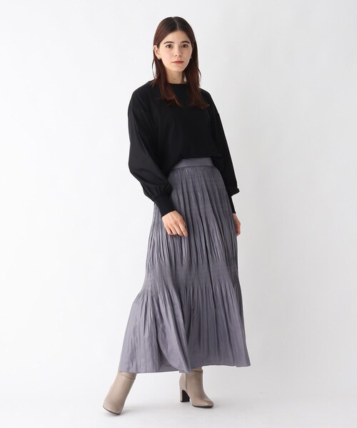 OPAQUE.CLIP(オペークドットクリップ)の「◆SILKYSUPIMA フハク切替ボリュームスリーブカットソー【WEB限定サイズ】(Tシャツ/カットソー・レディース・チャコールグレー/ダークブラウン/ホワイト系/ブラック・34/38/42/36/40)」の7枚目の写真