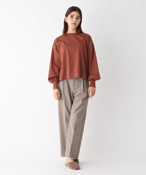 OPAQUE.CLIP(オペークドットクリップ)の「◆SILKYSUPIMA フハク切替ボリュームスリーブカットソー【WEB限定サイズ】(Tシャツ/カットソー・レディース・チャコールグレー/ダークブラウン/ホワイト系/ブラック・34/38/42/36/40)」の16枚目の写真