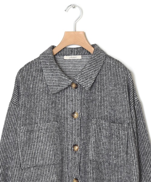 Alley by w closet（アリーバイダブルクローゼット）の「【Alley】起毛ストライプショートジャケット（その他アウター・レディース・グレー・FREE）」の3枚目の写真