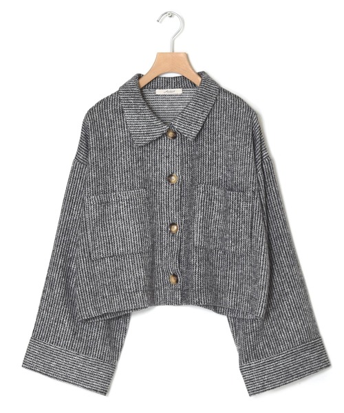 Alley by w closet（アリーバイダブルクローゼット）の「【Alley】起毛ストライプショートジャケット（その他アウター・レディース・グレー・FREE）」の5枚目の写真