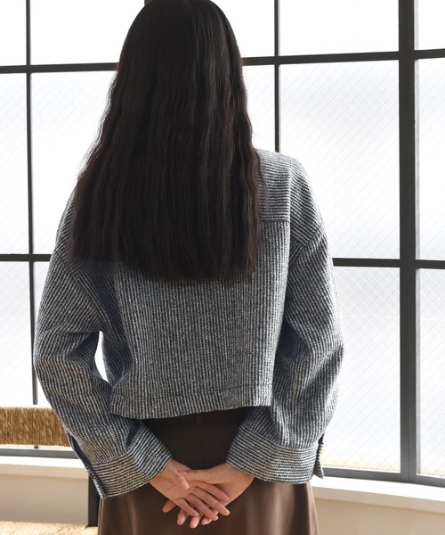 Alley by w closet（アリーバイダブルクローゼット）の「【Alley】起毛ストライプショートジャケット（その他アウター・レディース・グレー・FREE）」の17枚目の写真