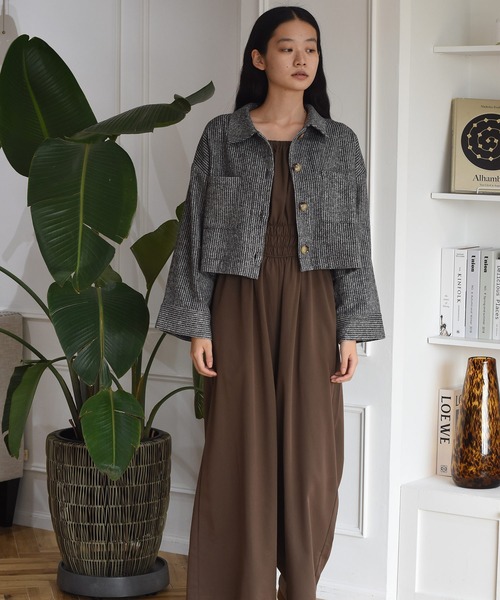 Alley by w closet（アリーバイダブルクローゼット）の「【Alley】起毛ストライプショートジャケット（その他アウター・レディース・グレー・FREE）」の10枚目の写真