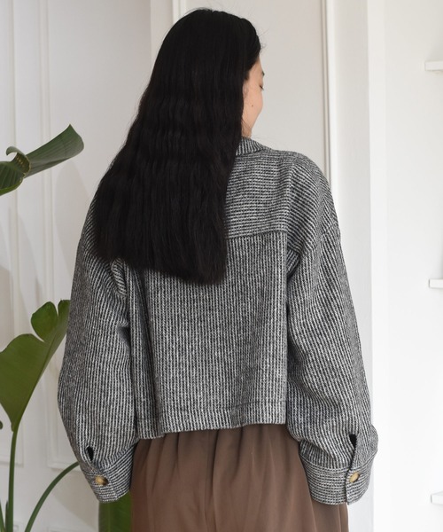 Alley by w closet（アリーバイダブルクローゼット）の「【Alley】起毛ストライプショートジャケット（その他アウター・レディース・グレー・FREE）」の8枚目の写真