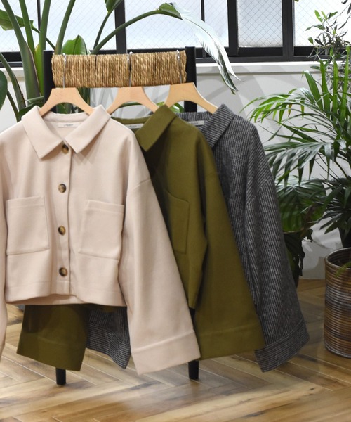 Alley by w closet（アリーバイダブルクローゼット）の「【Alley】起毛ストライプショートジャケット（その他アウター・レディース・グレー・FREE）」の6枚目の写真