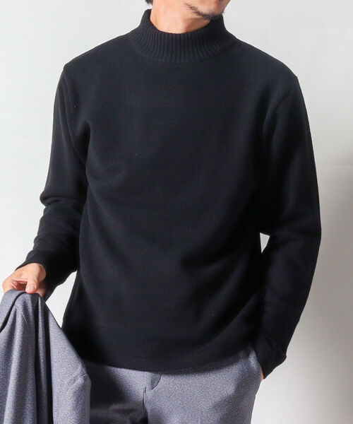 Stutostein Nolley's(シュテットシュタインノーリーズ)の「モックネック プルオーバーニット 日本製 (※無地も柄も上品に決まる一枚着ニット)(ニット/セーター・メンズ・ブラウン系その他3/ベージュ/ネイビー系3/ブラック・M/L/XL/LARGE/X-LARGE/MEDIUM)」の2枚目の写真