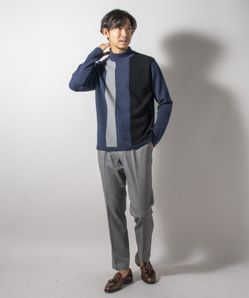 Stutostein Nolley's(シュテットシュタインノーリーズ)の「モックネック プルオーバーニット 日本製 (※無地も柄も上品に決まる一枚着ニット)(ニット/セーター・メンズ・ブラウン系その他3/ベージュ/ネイビー系3/ブラック・M/L/XL/LARGE/X-LARGE/MEDIUM)」の10枚目の写真