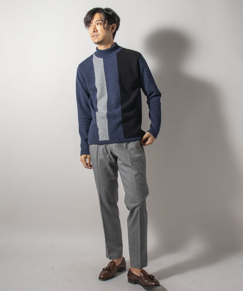 Stutostein Nolley's(シュテットシュタインノーリーズ)の「モックネック プルオーバーニット 日本製 (※無地も柄も上品に決まる一枚着ニット)(ニット/セーター・メンズ・ブラウン系その他3/ベージュ/ネイビー系3/ブラック・M/L/XL/LARGE/X-LARGE/MEDIUM)」の11枚目の写真