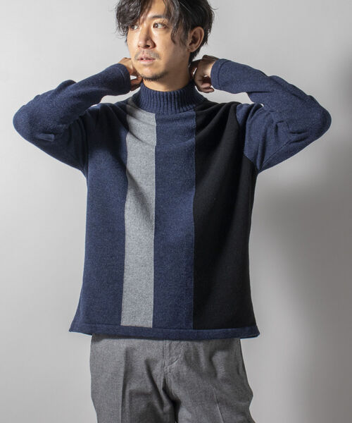 Stutostein Nolley's(シュテットシュタインノーリーズ)の「モックネック プルオーバーニット 日本製 (※無地も柄も上品に決まる一枚着ニット)(ニット/セーター・メンズ・ブラウン系その他3/ベージュ/ネイビー系3/ブラック・M/L/XL/LARGE/X-LARGE/MEDIUM)」の13枚目の写真