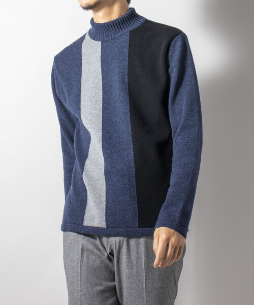 Stutostein Nolley's(シュテットシュタインノーリーズ)の「モックネック プルオーバーニット 日本製 (※無地も柄も上品に決まる一枚着ニット)(ニット/セーター・メンズ・ブラウン系その他3/ベージュ/ネイビー系3/ブラック・M/L/XL/LARGE/X-LARGE/MEDIUM)」の14枚目の写真