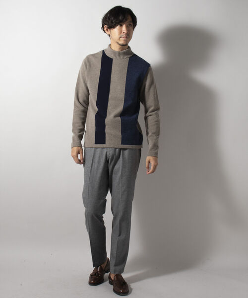 Stutostein Nolley's(シュテットシュタインノーリーズ)の「モックネック プルオーバーニット 日本製 (※無地も柄も上品に決まる一枚着ニット)(ニット/セーター・メンズ・ブラウン系その他3/ベージュ/ネイビー系3/ブラック・M/L/XL/LARGE/X-LARGE/MEDIUM)」の18枚目の写真