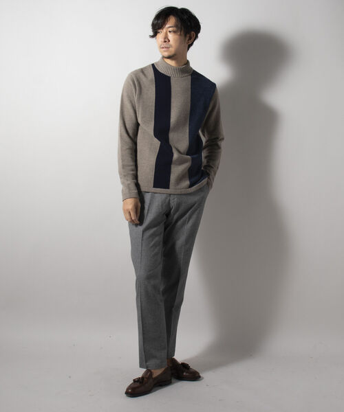 Stutostein Nolley's(シュテットシュタインノーリーズ)の「モックネック プルオーバーニット 日本製 (※無地も柄も上品に決まる一枚着ニット)(ニット/セーター・メンズ・ブラウン系その他3/ベージュ/ネイビー系3/ブラック・M/L/XL/LARGE/X-LARGE/MEDIUM)」の19枚目の写真