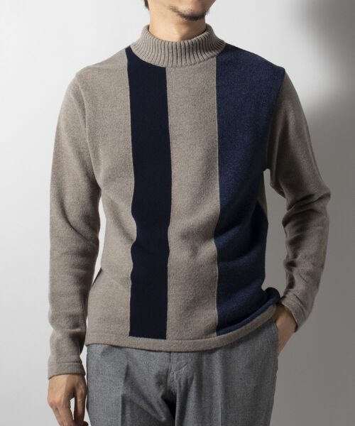 Stutostein Nolley's(シュテットシュタインノーリーズ)の「モックネック プルオーバーニット 日本製 (※無地も柄も上品に決まる一枚着ニット)(ニット/セーター・メンズ・ブラウン系その他3/ベージュ/ネイビー系3/ブラック・M/L/XL/LARGE/X-LARGE/MEDIUM)」の20枚目の写真