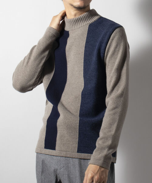 Stutostein Nolley's(シュテットシュタインノーリーズ)の「モックネック プルオーバーニット 日本製 (※無地も柄も上品に決まる一枚着ニット)(ニット/セーター・メンズ・ブラウン系その他3/ベージュ/ネイビー系3/ブラック・M/L/XL/LARGE/X-LARGE/MEDIUM)」の21枚目の写真