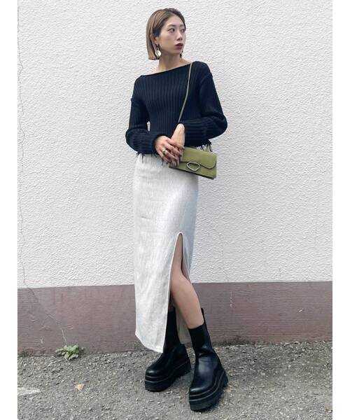 EMODA（エモダ）の「ワイドロールクラッシュニット（ニット/セーター・レディース・ブラック/グレー/ピンク/ライム・FREE）」の20枚目の写真