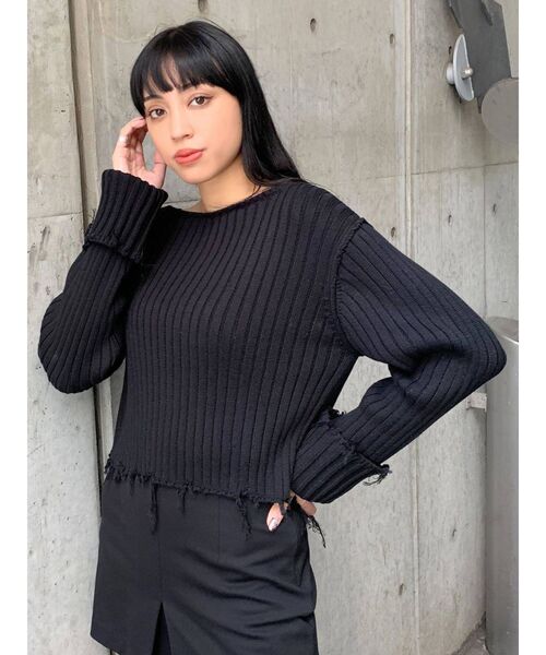 EMODA（エモダ）の「ワイドロールクラッシュニット（ニット/セーター・レディース・ブラック/グレー/ピンク/ライム・FREE）」の19枚目の写真