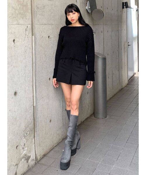 EMODA（エモダ）の「ワイドロールクラッシュニット（ニット/セーター・レディース・ブラック/グレー/ピンク/ライム・FREE）」の17枚目の写真