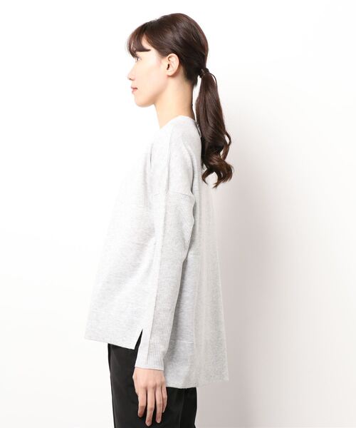 Te chichi（テチチ）の「クルーネック袖リブニット（ニット/セーター・レディース・ブラック/ベージュ/グレー/ミント・ﾌﾘ-）」の5枚目の写真