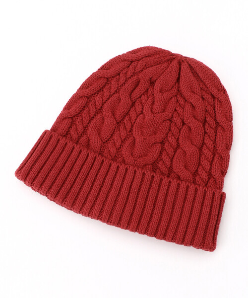 COMME CA ISM（コムサイズム）の「ケーブル編み　ニットキャップ（ニットキャップ/ビーニー・キッズ・ホワイト/ブラック/レッド/グリーン・FREE）」の4枚目の写真