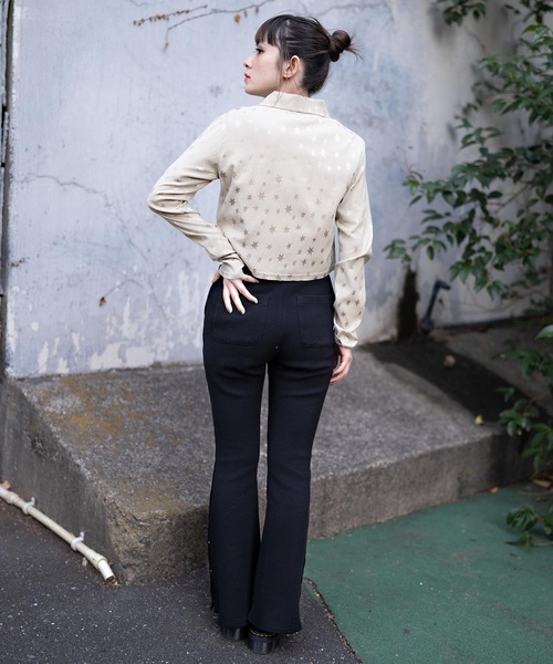 X-girl（エックスガール）の「HEXAGRAM JERSEY SHORT SHIRT（シャツ/ブラウス・レディース・ベージュ/ブラック・S/M）」の7枚目の写真