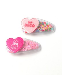 ハート付きキラキラチップ入りヘアピン2色2個セット