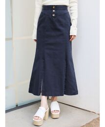 ヨークボタンスリットスカート
