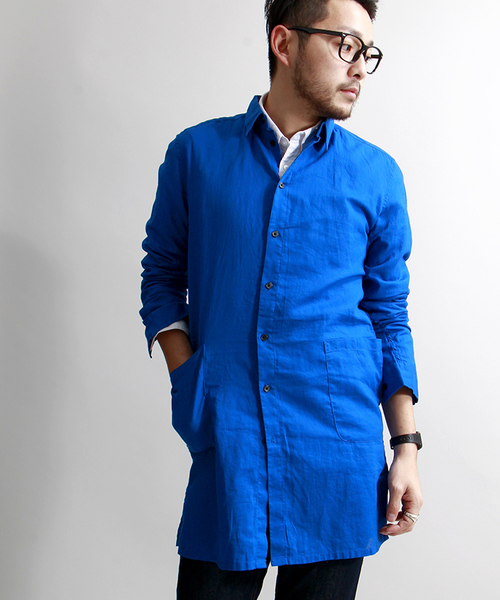 WEGO（ウィゴー）の「WEGO/フレンチリネン混ロングシャツ（シャツ/ブラウス・メンズ・ホワイト/ブルー/ネイビー/その他1・LARGE/MEDIUM）」の3枚目の写真