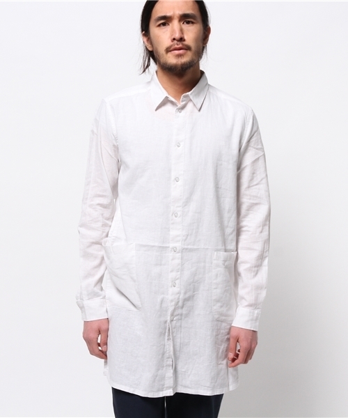 WEGO（ウィゴー）の「WEGO/フレンチリネン混ロングシャツ（シャツ/ブラウス・メンズ・ホワイト/ブルー/ネイビー/その他1・LARGE/MEDIUM）」の13枚目の写真