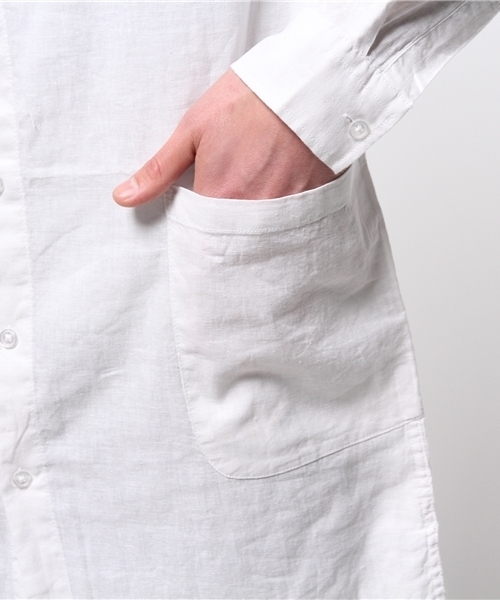 WEGO（ウィゴー）の「WEGO/フレンチリネン混ロングシャツ（シャツ/ブラウス・メンズ・ホワイト/ブルー/ネイビー/その他1・LARGE/MEDIUM）」の10枚目の写真