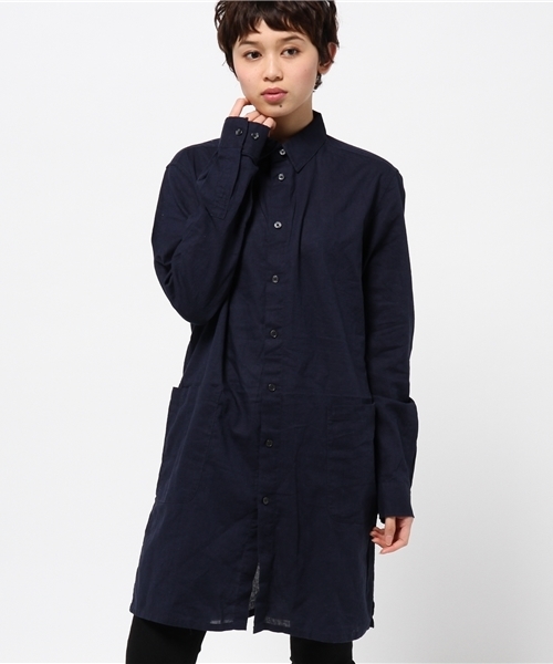 WEGO（ウィゴー）の「WEGO/フレンチリネン混ロングシャツ（シャツ/ブラウス・メンズ・ホワイト/ブルー/ネイビー/その他1・LARGE/MEDIUM）」の6枚目の写真