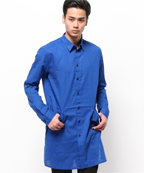 WEGO（ウィゴー）の「WEGO/フレンチリネン混ロングシャツ（シャツ/ブラウス・メンズ・ホワイト/ブルー/ネイビー/その他1・LARGE/MEDIUM）」の18枚目の写真