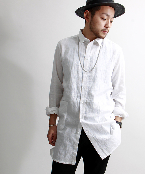 WEGO（ウィゴー）の「WEGO/フレンチリネン混ロングシャツ（シャツ/ブラウス・メンズ・ホワイト/ブルー/ネイビー/その他1・LARGE/MEDIUM）」の21枚目の写真