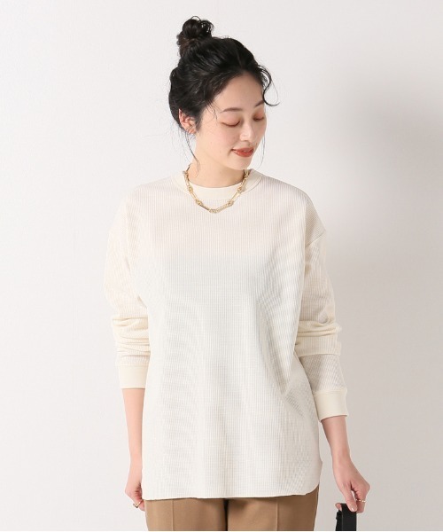 MILLER（ミラー）の「【MILLER / ミラー】 別注 ワッフルロングスリーブ Tシャツ（Tシャツ/カットソー・メンズ・ナチュラル/ホワイト/チャコールグレー/ブラック・SMALL/MEDIUM/LARGE/X-LARGE）」の4枚目の写真