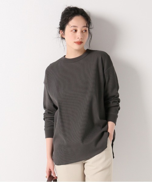 MILLER（ミラー）の「【MILLER / ミラー】 別注 ワッフルロングスリーブ Tシャツ（Tシャツ/カットソー・メンズ・ナチュラル/ホワイト/チャコールグレー/ブラック・SMALL/MEDIUM/LARGE/X-LARGE）」の3枚目の写真