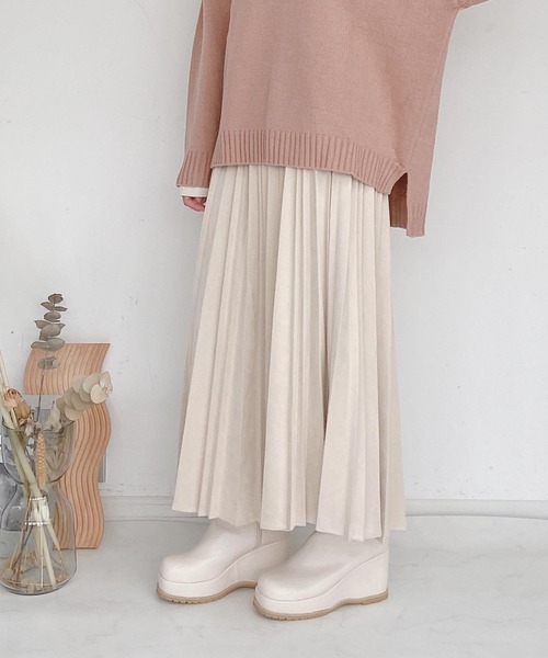 AS KNOW AS plus（アズノゥアズプラス）の「●変形アコーディオンスカート（スカート・レディース・アイボリー/チャコールグレー/グレイッシュベージュ/ライトカーキ/スモークピンク・FREE）」の2枚目の写真