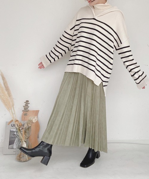 AS KNOW AS plus（アズノゥアズプラス）の「●変形アコーディオンスカート（スカート・レディース・アイボリー/チャコールグレー/グレイッシュベージュ/ライトカーキ/スモークピンク・FREE）」の6枚目の写真