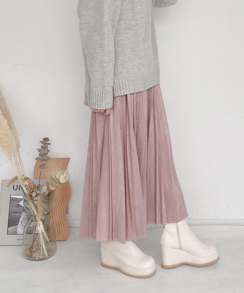 AS KNOW AS plus（アズノゥアズプラス）の「●変形アコーディオンスカート（スカート・レディース・アイボリー/チャコールグレー/グレイッシュベージュ/ライトカーキ/スモークピンク・FREE）」の8枚目の写真