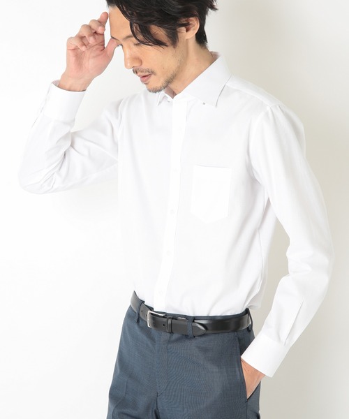 CROWDED CLOSET（クラウデッドクローゼット）の「【イージーケア・スナップダウン】TCツイルシャツ（ビジネスシャツ・メンズ・ホワイト/サックスブルー・01/02/03/05/04）」の7枚目の写真