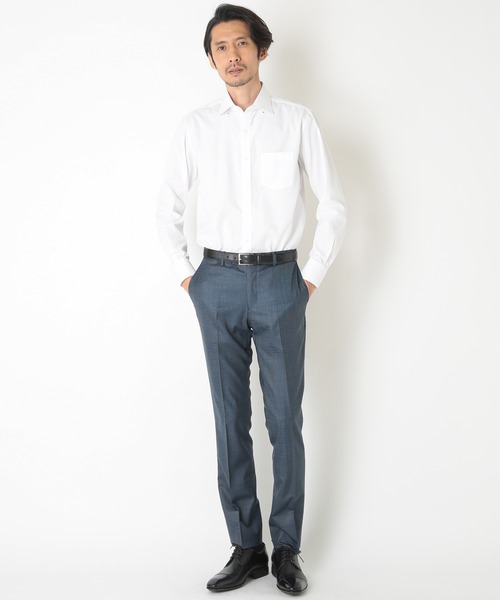 CROWDED CLOSET（クラウデッドクローゼット）の「【イージーケア・スナップダウン】TCツイルシャツ（ビジネスシャツ・メンズ・ホワイト/サックスブルー・01/02/03/05/04）」の13枚目の写真