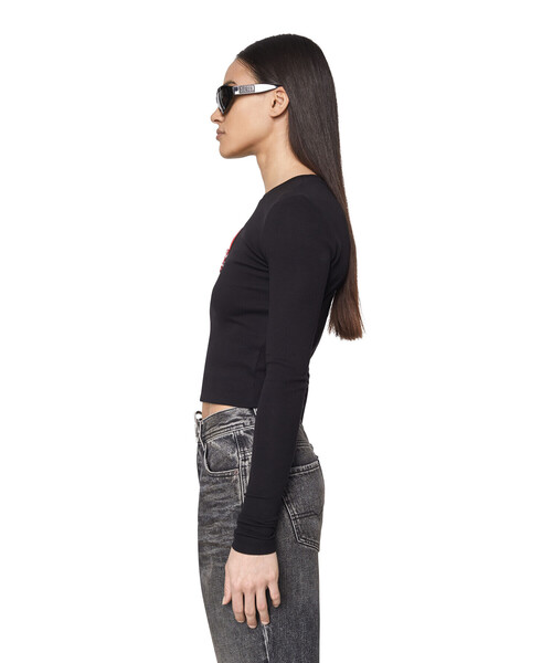 DIESEL（ディーゼル）の「レディース クルーネックＴシャツ 長袖 トップス コットンリブ（Tシャツ/カットソー・レディース・ブルー/ホワイト/ブラック・X-LARGE/LARGE/SMALL/MEDIUM）」の22枚目の写真