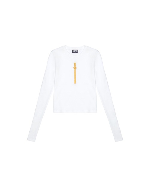 DIESEL（ディーゼル）の「レディース クルーネックＴシャツ 長袖 トップス コットンリブ（Tシャツ/カットソー・レディース・ブルー/ホワイト/ブラック・X-LARGE/LARGE/SMALL/MEDIUM）」の7枚目の写真