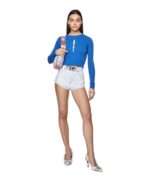 DIESEL（ディーゼル）の「レディース クルーネックＴシャツ 長袖 トップス コットンリブ（Tシャツ/カットソー・レディース・ブルー/ホワイト/ブラック・X-LARGE/LARGE/SMALL/MEDIUM）」の18枚目の写真